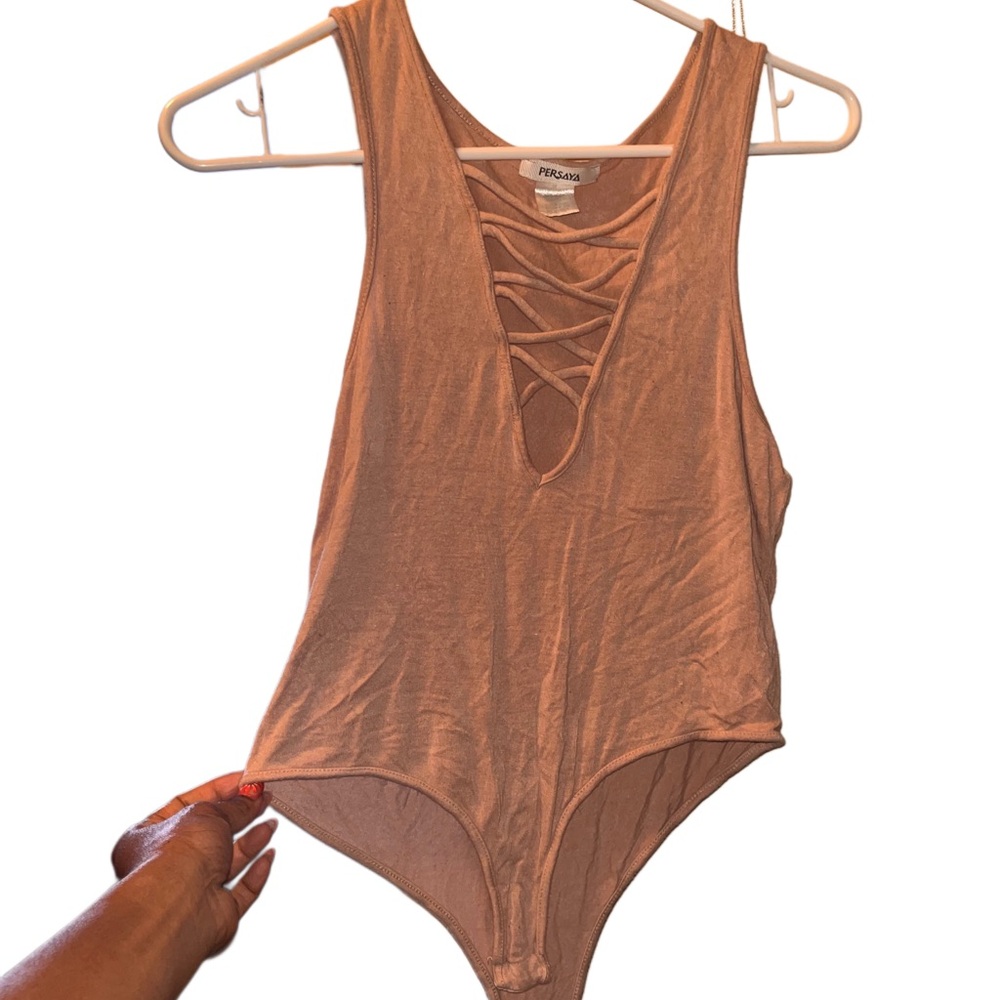 Persaya Mauve Lace-Up Bodysuit Bandeau